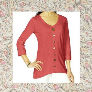 XL ~ JM Collection ~ warm orange v-neck tunic